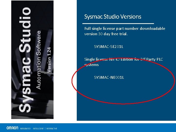 Sysmac Studio Versions Full single license part number downloadable version 30 day free trial.