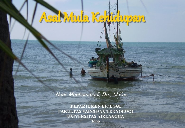 Asal Mula Kehidupan Noer Moehammadi, Drs; M. Kes. DEPARTEMEN BIOLOGI FAKULTAS SAINS DAN TEKNOLOGI