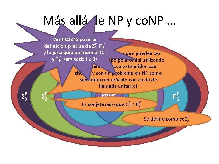 Más allá de NP y co. NP … Ver IIC 3242 para la P