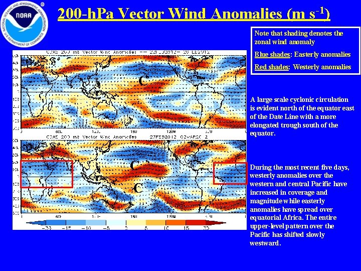 200 -h. Pa Vector Wind Anomalies (m s-1) Note that shading denotes the zonal