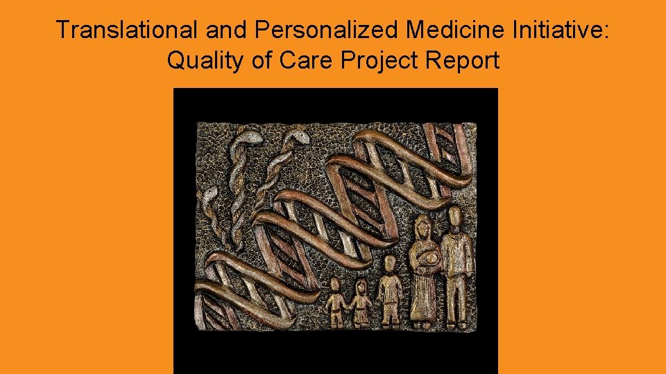 Translational and Personalized Medicine Initiative: Quality of Care Project Report 