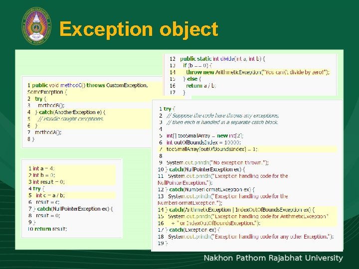 Exception object 
