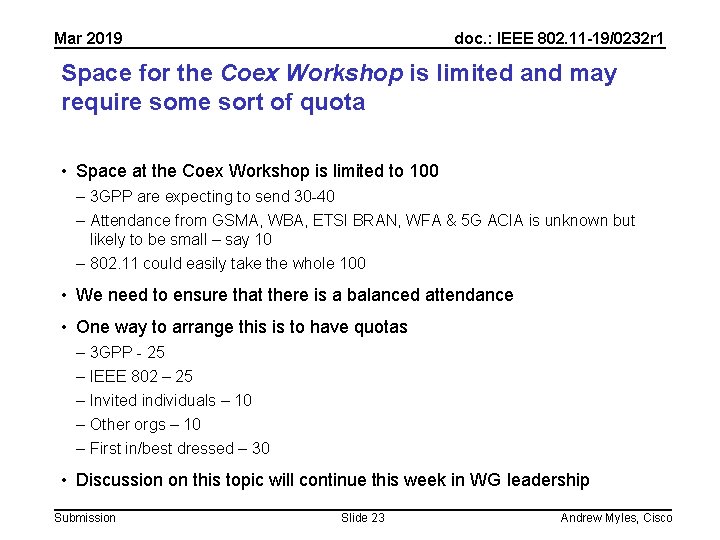 Mar 2019 doc. : IEEE 802. 11 -19/0232 r 1 Space for the Coex
