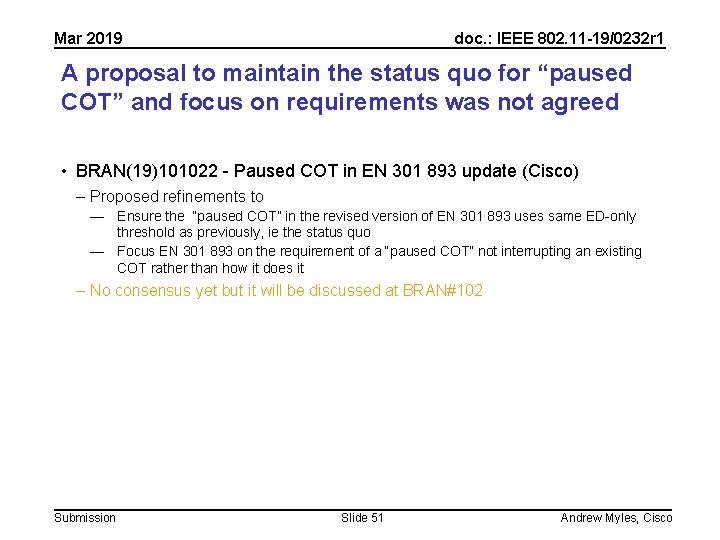 Mar 2019 doc. : IEEE 802. 11 -19/0232 r 1 A proposal to maintain