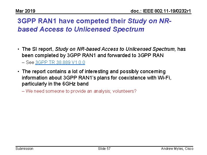 Mar 2019 doc. : IEEE 802. 11 -19/0232 r 1 3 GPP RAN 1