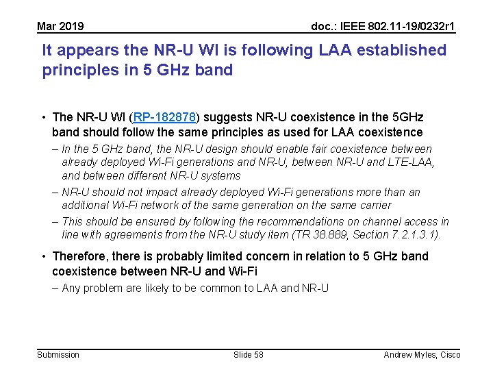 Mar 2019 doc. : IEEE 802. 11 -19/0232 r 1 It appears the NR-U Mar 2019 doc. : IEEE 802. 11 -19/0232 r 1 It appears the NR-U