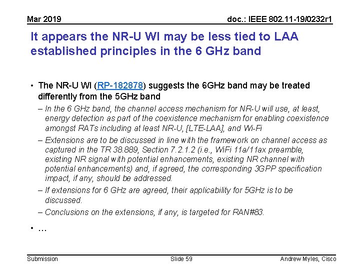 Mar 2019 doc. : IEEE 802. 11 -19/0232 r 1 It appears the NR-U