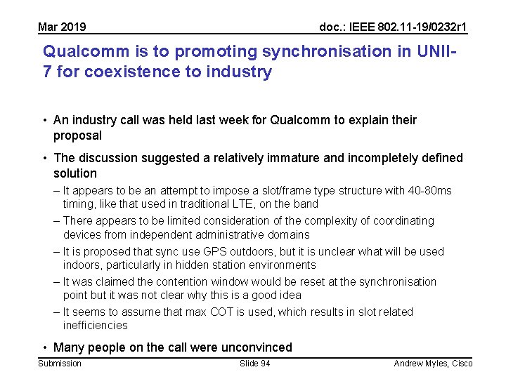 Mar 2019 doc. : IEEE 802. 11 -19/0232 r 1 Qualcomm is to promoting