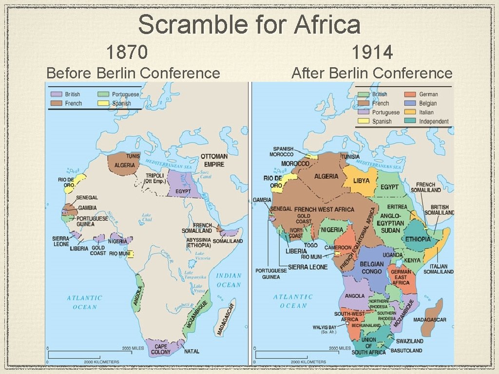 Scramble for Africa 1870 Before Berlin Conference 1914 After Berlin Conference 