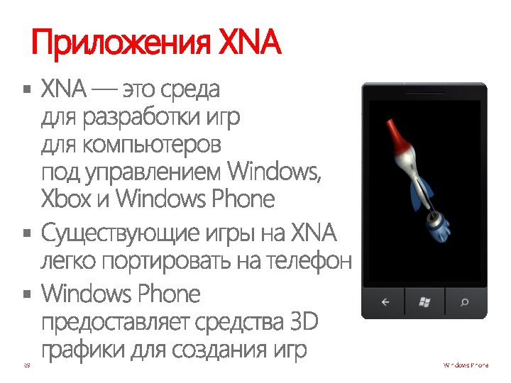 Приложения XNA § § § 69 Windows Phone 