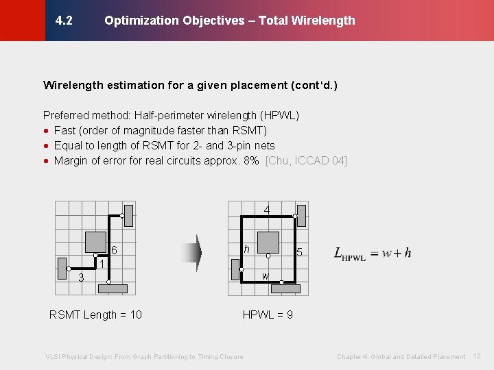 Optimization Objectives – Total Wirelength © KLMH 4. 2 Wirelength estimation for a given