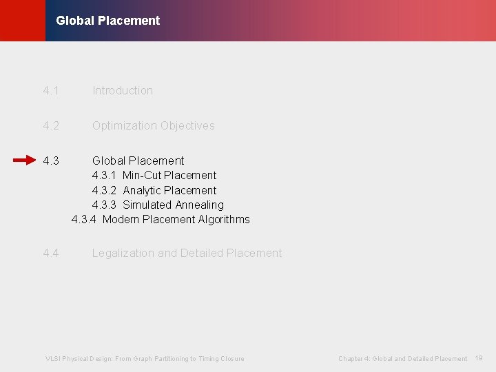 © KLMH Global Placement 4. 1 Introduction 4. 2 Optimization Objectives 4. 3 Global