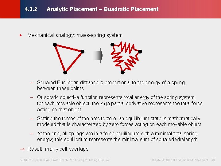 Analytic Placement – Quadratic Placement © KLMH 4. 3. 2 · Mechanical analogy: mass-spring