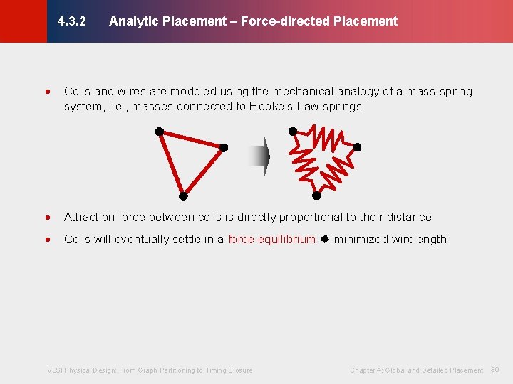 Analytic Placement – Force-directed Placement · Cells and wires are modeled using the mechanical