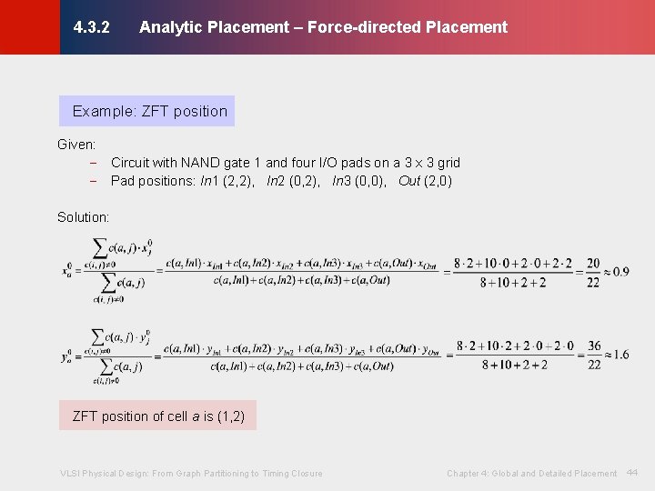 Analytic Placement – Force-directed Placement © KLMH 4. 3. 2 Example: ZFT position Given: