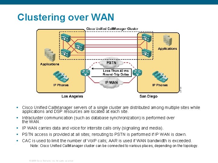 Clustering over WAN § Cisco Unified Call. Manager servers of a single cluster are