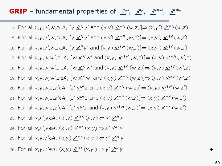 GRIP – fundamental properties of N, P, *N, *P 14. For all x, y,