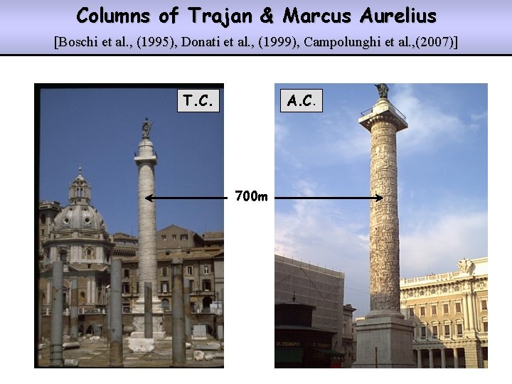 Columns of Τrajan & Μarcus Aurelius [Boschi et al. , (1995), Donati et al.