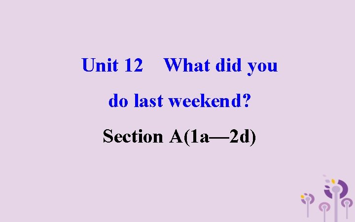 Unit 12 What did you do last weekend? Section A(1 a— 2 d) 