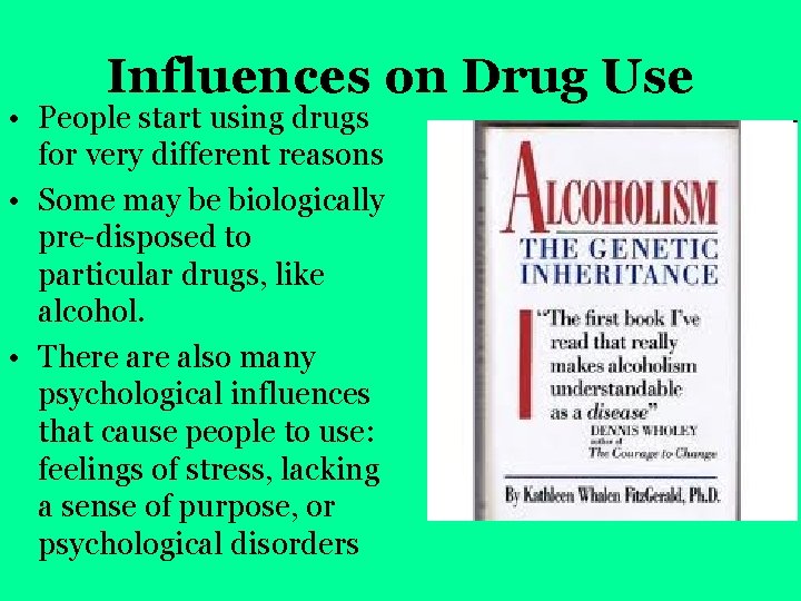 Influences on Drug Use • People start using drugs for very different reasons •