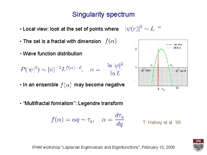 Singularity spectrum • Local view: look at the set of points where • The