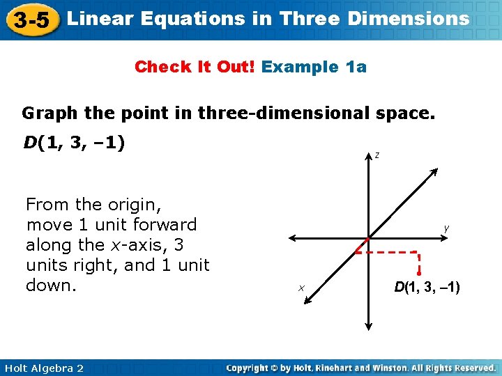 3 -5 Linear Equations in Three Dimensions Check It Out! Example 1 a Graph