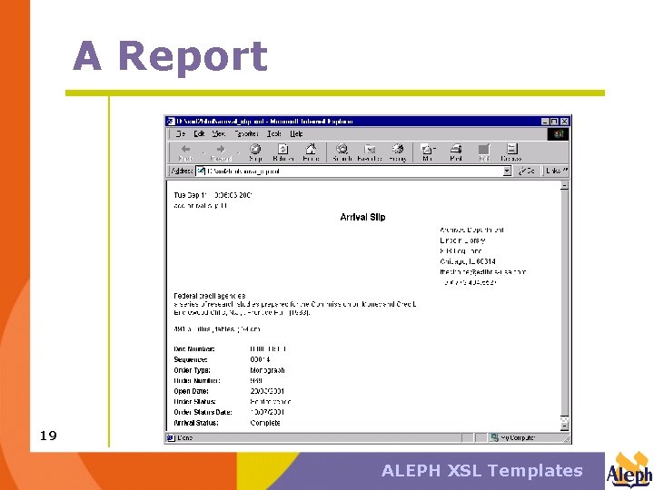 A Report 19 ALEPH XSL Templates 