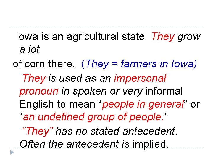 Iowa is an agricultural state. They grow a lot of corn there. (They =