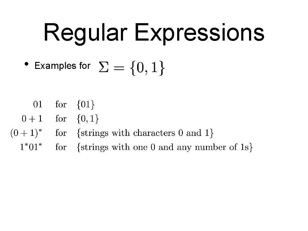 Regular Expressions • Examples for 
