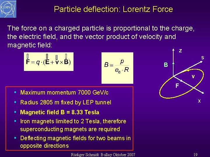 Particle deflection: Lorentz Force The force on a charged particle is proportional to the