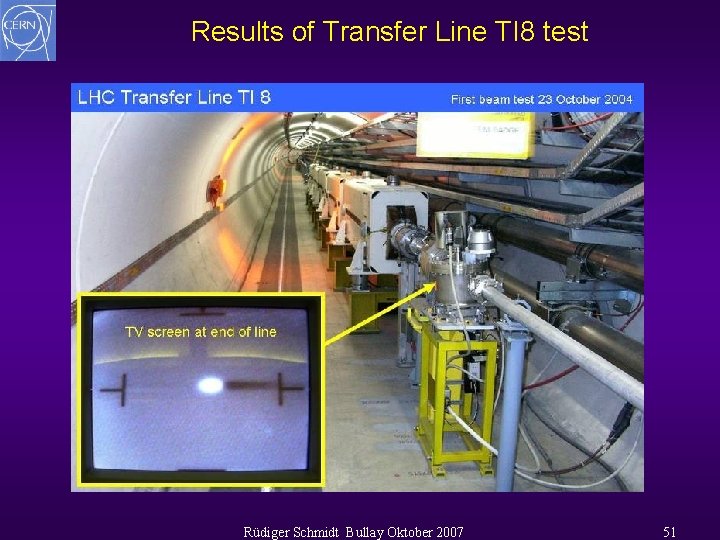 Results of Transfer Line TI 8 test Rüdiger Schmidt Bullay Oktober 2007 51 