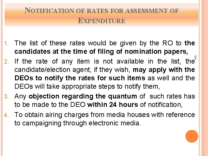 NOTIFICATION OF RATES FOR ASSESSMENT OF EXPENDITURE The list of these rates would be