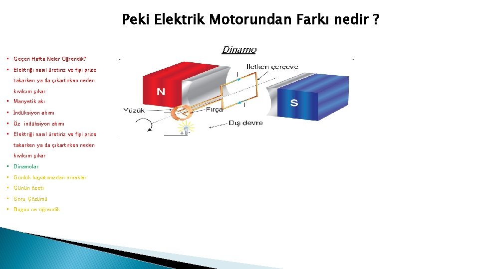 Peki Elektrik Motorundan Farkı nedir ? • Geçen Hafta Neler Öğrendik? • Elektriği nasıl