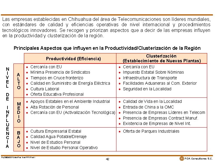 Las empresas establecidas en Chihuahua del área de Telecomunicaciones son líderes mundiales, con estándares