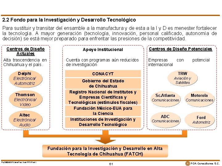 2. 2 Fondo para la Investigación y Desarrollo Tecnológico Para sustituir y transitar del