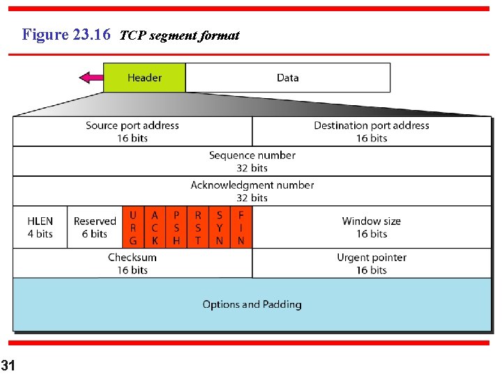 Figure 23. 16 TCP segment format 31 