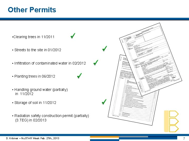 Other Permits • Clearing trees in 11/2011 • Streets to the site in 01/2012