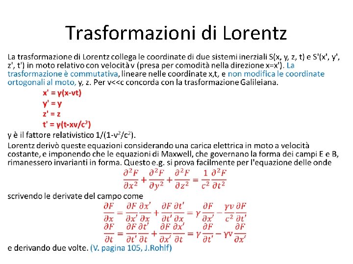 Trasformazioni di Lorentz • 