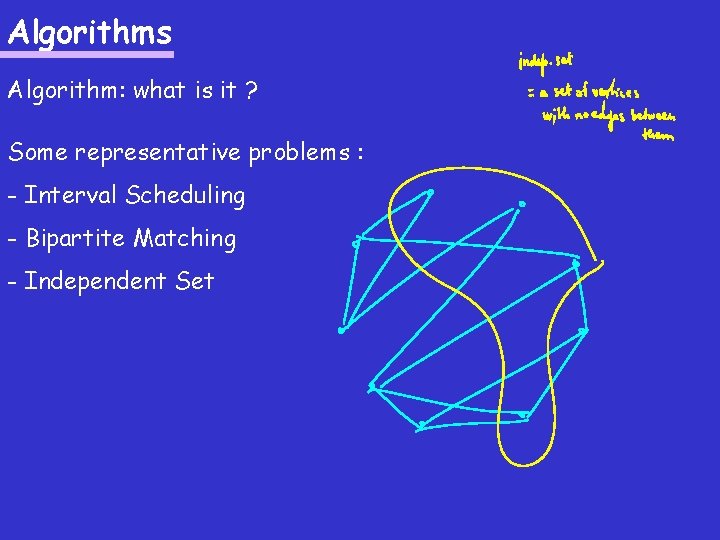 Algorithms Algorithm: what is it ? Some representative problems : - Interval Scheduling -