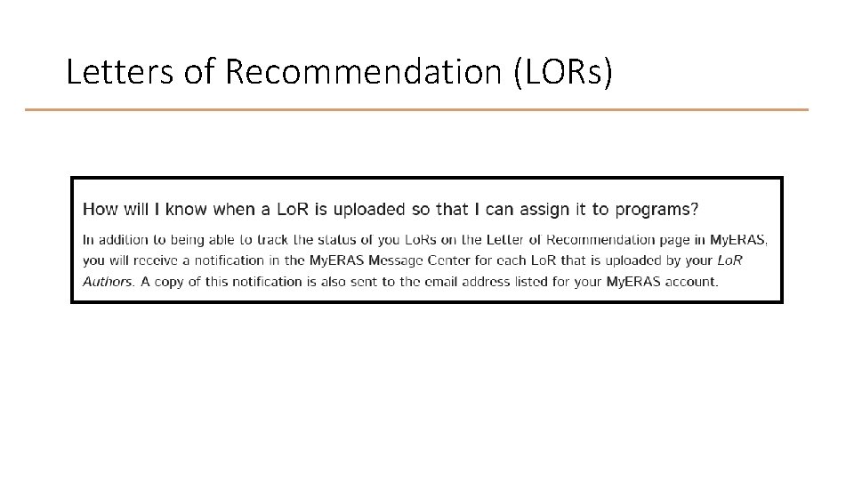 Letters of Recommendation (LORs) 