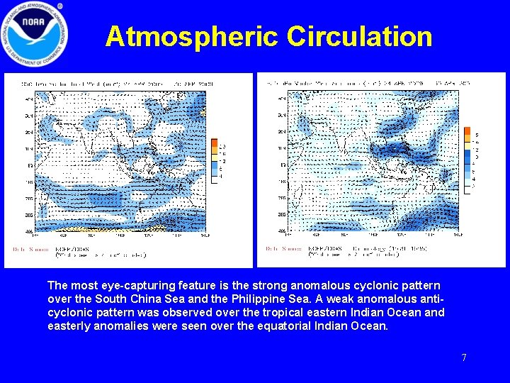 Atmospheric Circulation The most eye-capturing feature is the strong anomalous cyclonic pattern over the