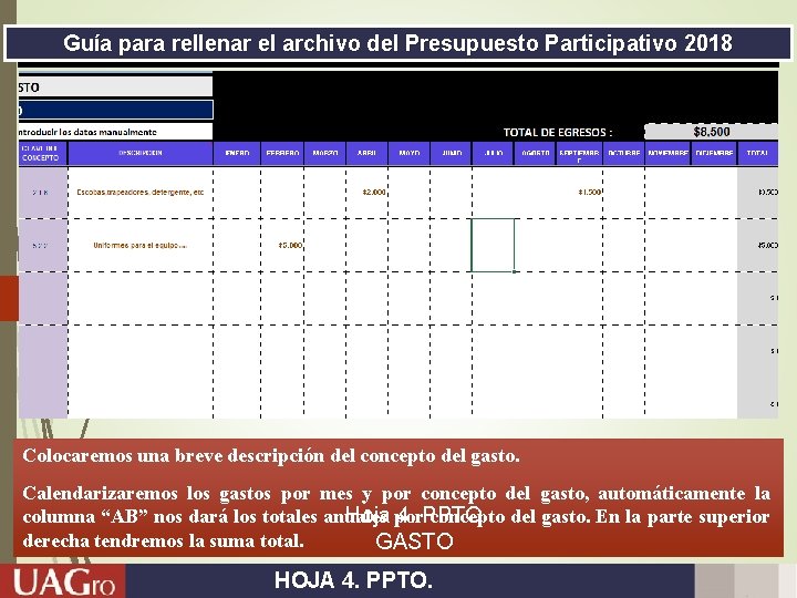 Guía para rellenar el archivo del Presupuesto Participativo 2018 AA a n m Colu