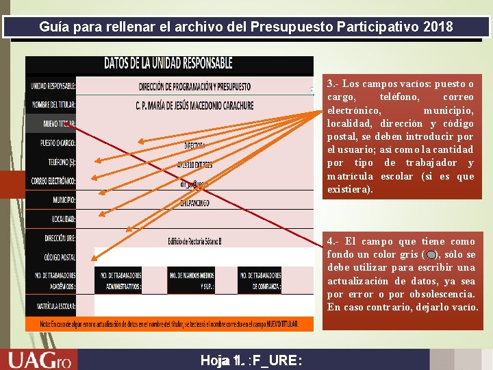 Guía para rellenar el archivo del Presupuesto Participativo 2018 3. - Los campos vacíos: