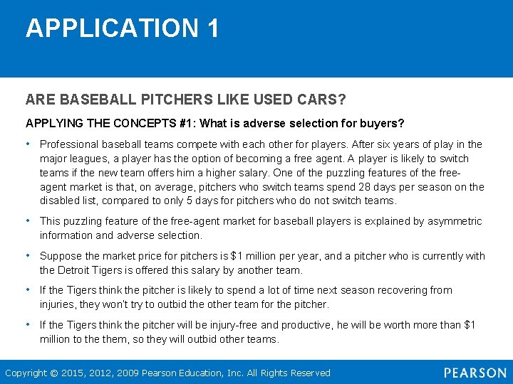 APPLICATION 1 ARE BASEBALL PITCHERS LIKE USED CARS? APPLYING THE CONCEPTS #1: What is