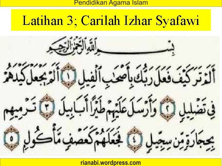 Latihan 3; Carilah Izhar Syafawi 