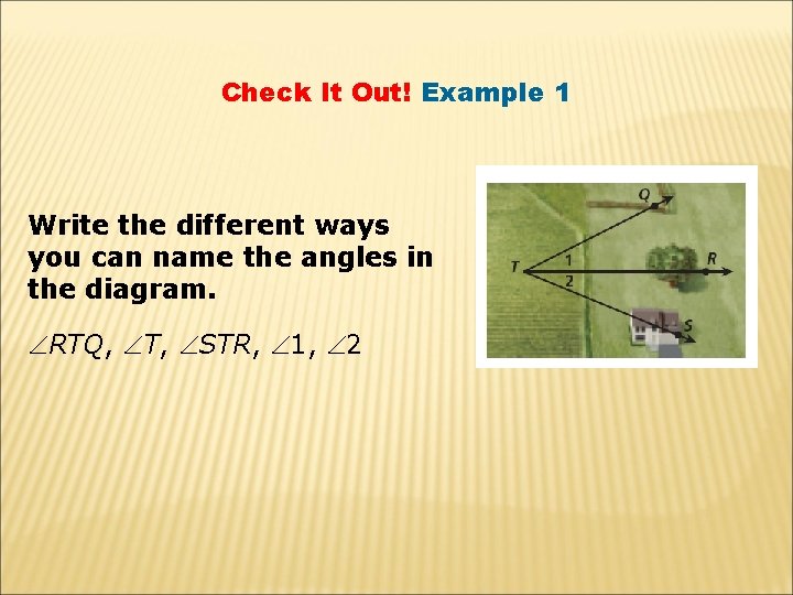 Check It Out! Example 1 Write the different ways you can name the angles