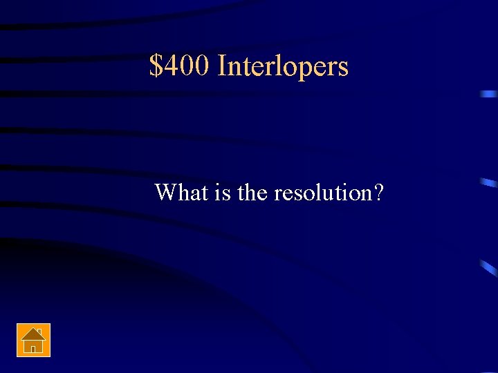 $400 Interlopers What is the resolution? 