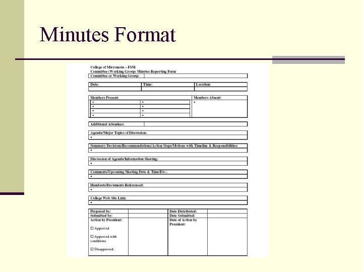 Minutes Format 