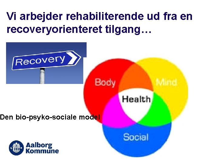 Vi arbejder rehabiliterende ud fra en recoveryorienteret tilgang… Den bio-psyko-sociale model 