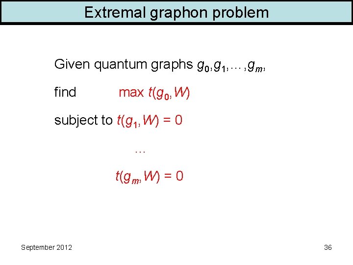 Extremal graphon problem Given quantum graphs g 0, g 1, …, gm, find max